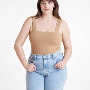 Nuuds Tan Fitted Sleeveless Tank Top